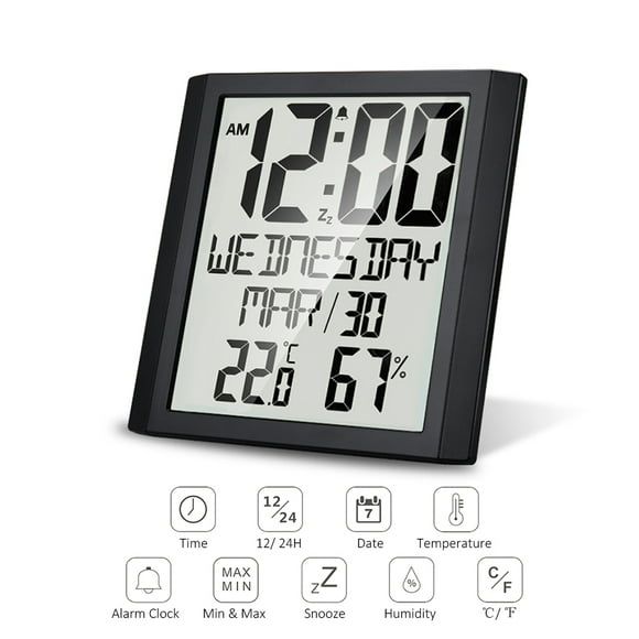 General Tools CMOR11 Analog Wall Clock with Temperature and Humidity 